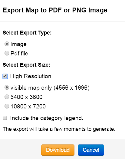 Export pdf or image modal