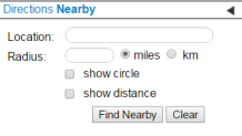 use the nearby filter to find items within a certain distance from a location